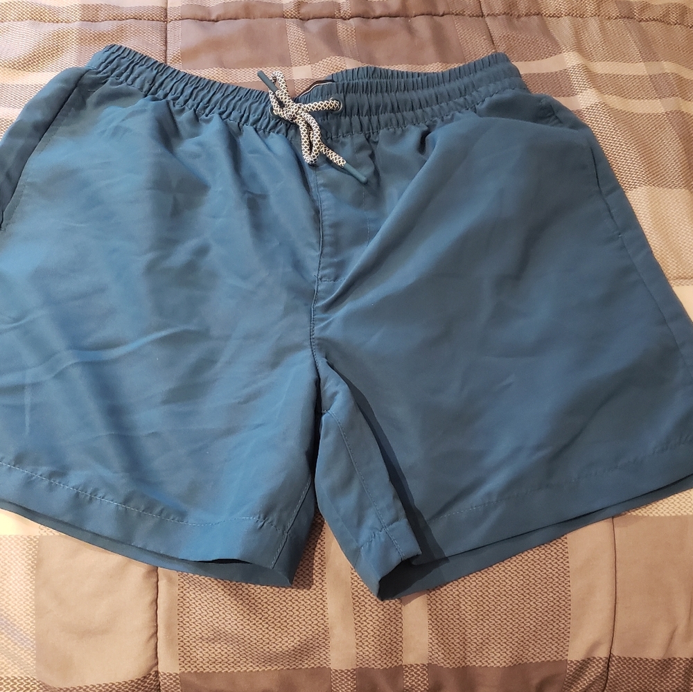 Forever 21 Men's Deep Blue/green Swim Trunks